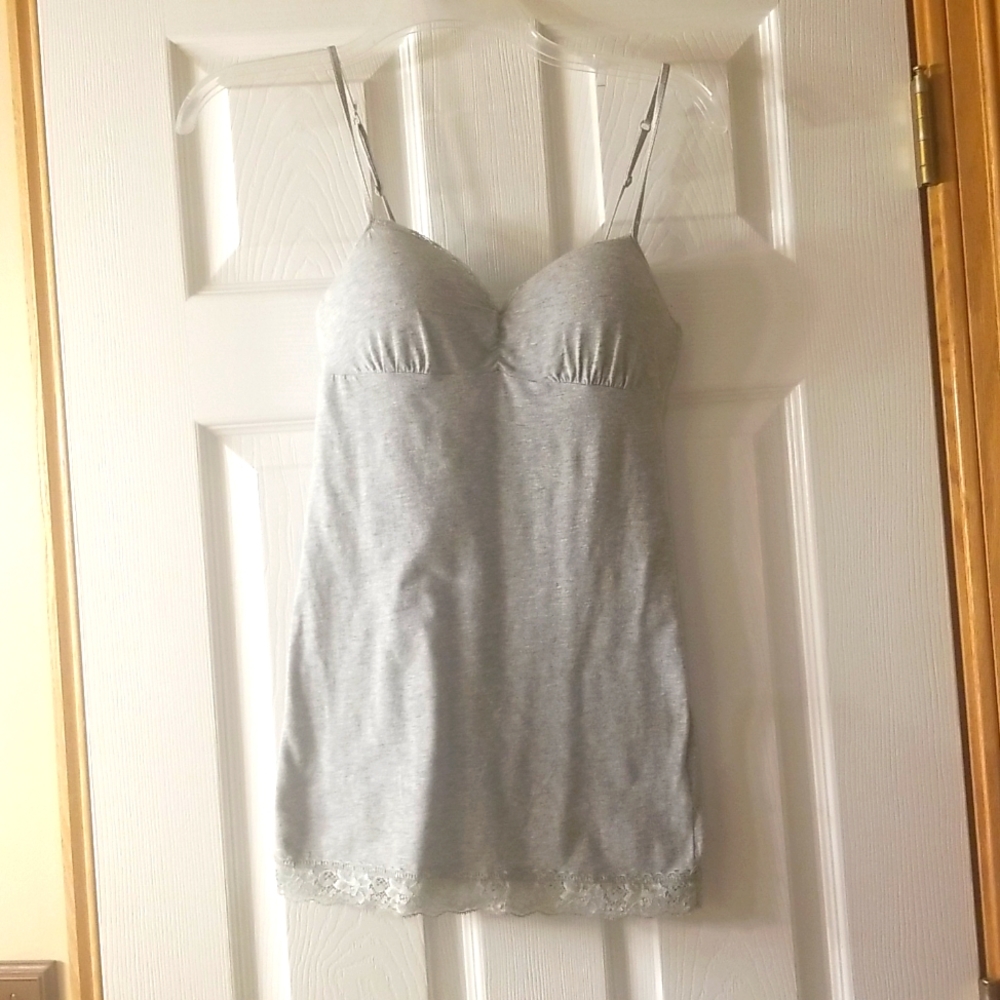 Gray Cami with lace detail and built in bra